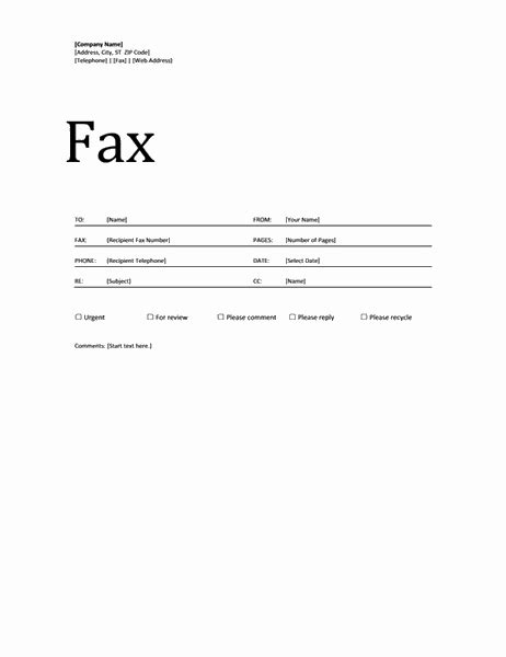 Free Printable Fax Cover Sheet Template