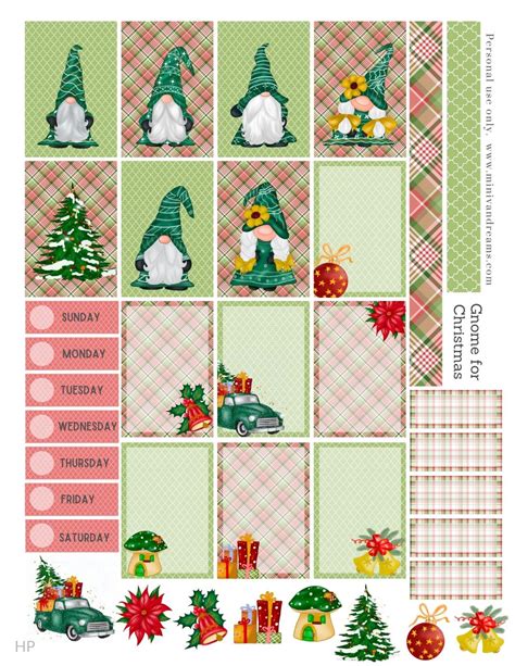 Gnome For Christmas Free Printable Planner Stickers Mini Van Dreams