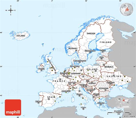 Gray Simple Map Of Europe Single Color Outside