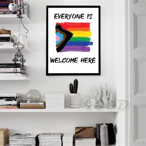 Lgbtq Progress Flag Everyone Is Welcome Here Downloadable Etsy