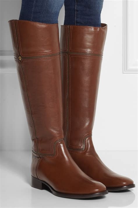Tory Burch Juliet Leather Riding Boots In Brown Lyst