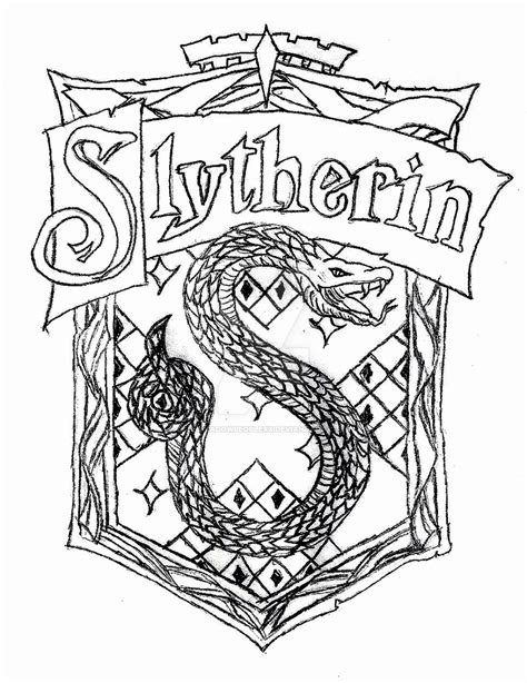 Drawn logo hogwarts pencil color drawn logo hogwarts. Slytherin Coloring Pages - Coloring Home