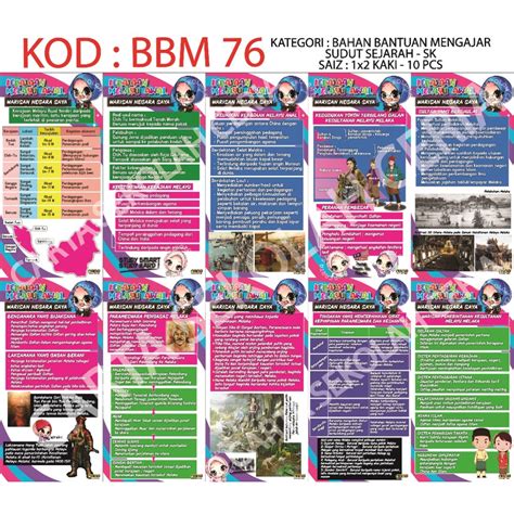 Bbm76 10pcs Poster Sudut Sejarah Sk Kerajaan Melayu Awal Shopee