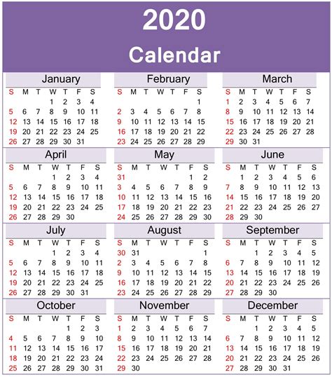 2020 Calendar With Holidays Excel