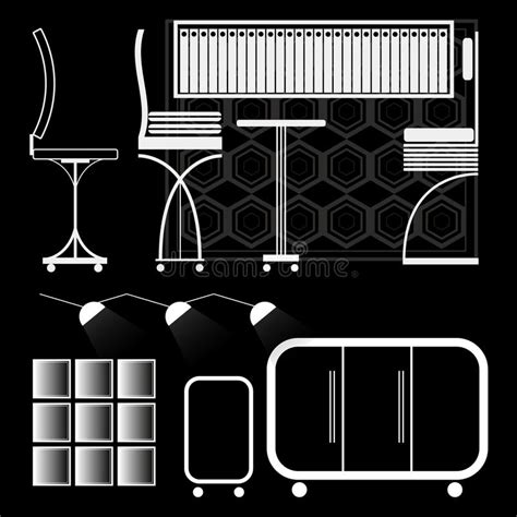 Set Of Furniture Vector Icons In The Form Of Silhouette Furniture
