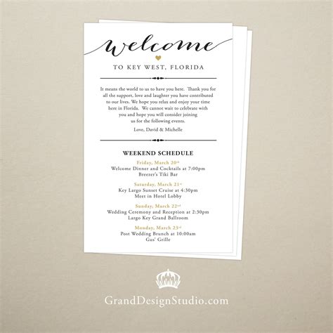 Itinerary Cards For Wedding Hotel Welcome Bag Printed Etsy Australia