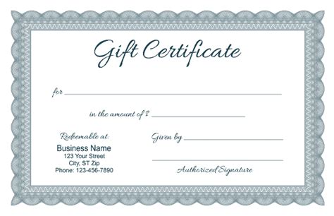 Formal Gift Certificate Templates