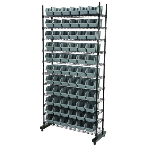 Strongway 12 Tier Single Sided 66 Bin Wire Shelving Rack 39 12inw X