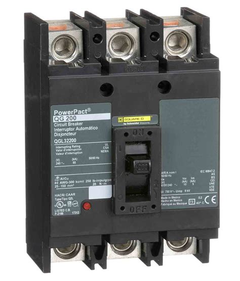 Qgl32200 Square D 200 Amp 3 Pole 240 Volt Molded Case Circuit Breake