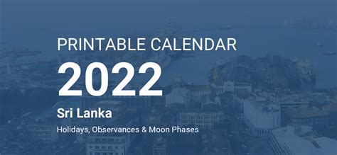 Sri Lanka Holiday Calendar 2022