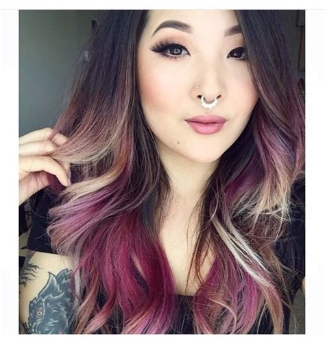 Brown Purple Blonde Dyed Blond Hair Color Dip Dyed Ombre