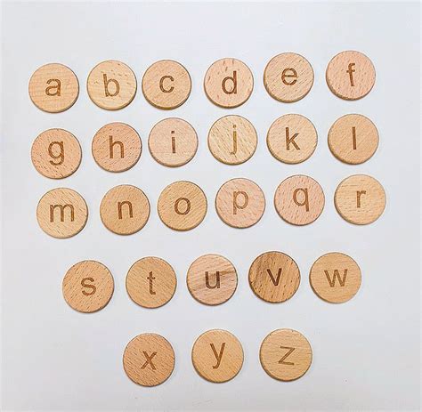 Alphabet Discs Lowercase And Uppercase Alphabet A Z Wooden Discs