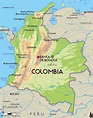 Detailed physical map of Colombia with major cities | Colombia | South ...