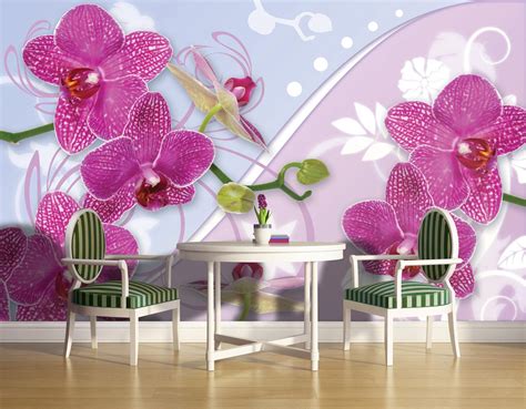 fotobehang vlies orchideeën bloemen roze fotobehangart nl