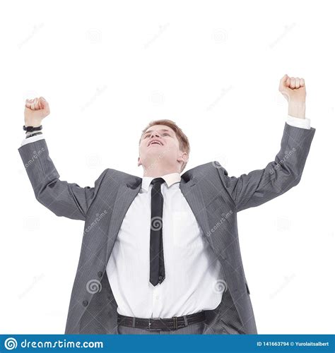 Very Happy Successful Gesturing Young Business Man Stock Photo Image