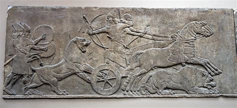 Ancient Art — Assyrian Lion Hunting Relief From Nineveh Photo