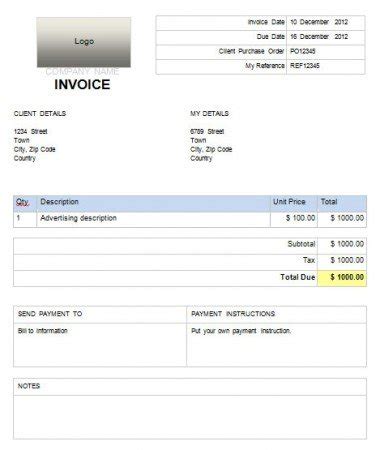 simple invoice template  microsoft word powerpoint