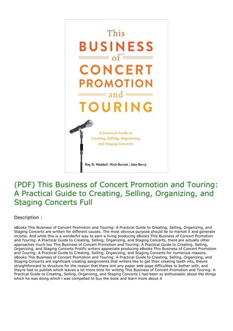 Pdf This Business Of Concert Promotion And Touring A Practical Guide