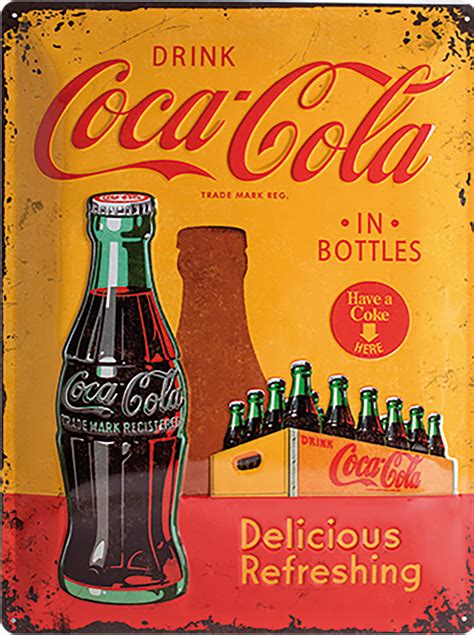 Coca Cola Bottle Embossed Tin Metal Sign Retro Coke 6 X 21 Vintage
