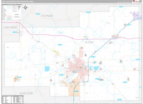 Lima Metro Area Oh Zip Code Map Premium