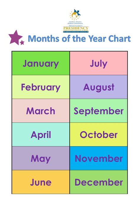 Months Of The Year For Kids Printable