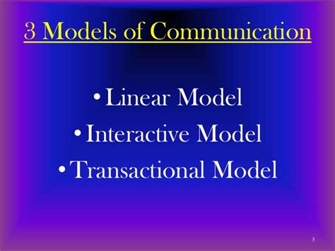 But, interactive model is mostly used for new media like internet. 3 models of communication