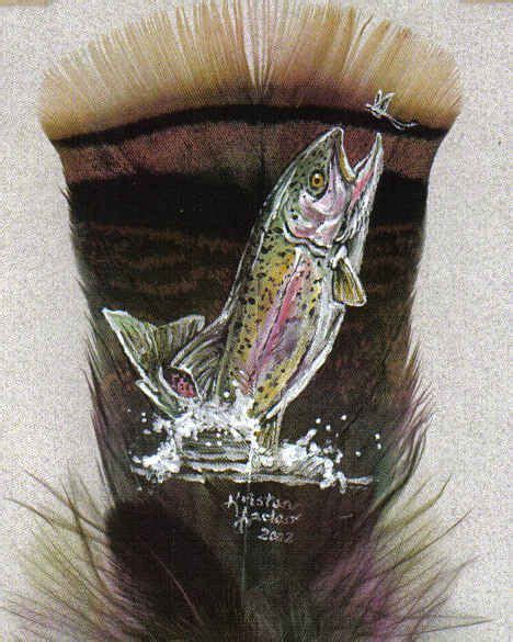 Jumping Trout Feather by dittin03.deviantart.com (With images) | Feather painting, Feather art ...