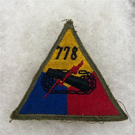 Ww2 Us Army 778th Tank Battalion Armored Triangle Patch Fitzkee