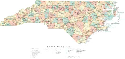 Nc Map With Towns And Cities Map Of World