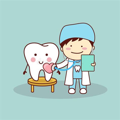 Happy Cartoon Tooth And Dentist Stock Illustration Dentist Cartoon