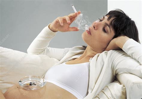 Woman Smoking While Pregnant Stock Image M8050781 Science Photo