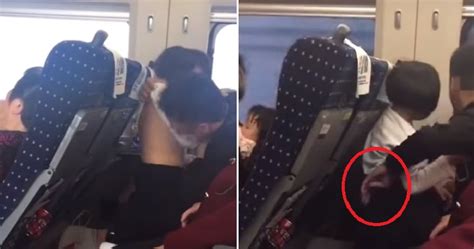 Train Passengers Shocked By Father Kissing And Putting Hands In Young