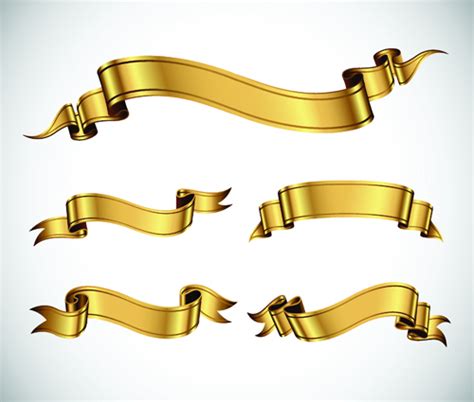 Gold Ribbon Banners Luxury Vector 01 Free Download