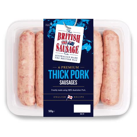 6 Premium Thick Pork Sausages The British Sausage Ham And Bacon Co