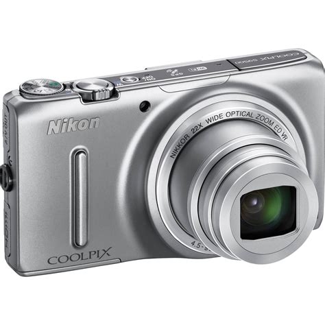 Nikon Coolpix S9500 Digital Camera Silver 26417 Bandh Photo