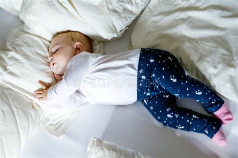 Cute Adorable Baby Girl Of Months Sleeping Peaceful In Bed Stock Photo Image Of Healthy