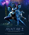 avatar 2 movie poster with avatars in the background