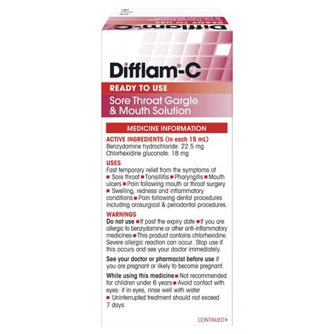 difflam c sore throat gargle and mouth solution antiseptic 100ml discount chemist