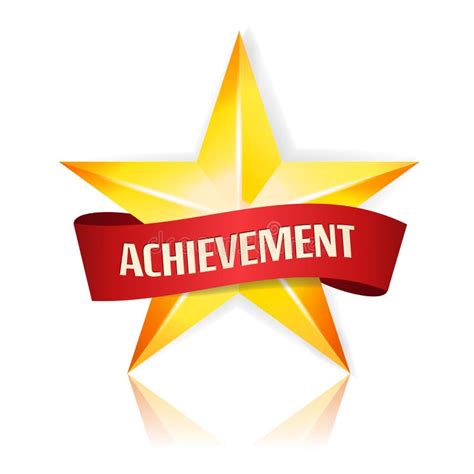 Achievement Vector Star With Red Ribbon Yellow Sign Place For Text