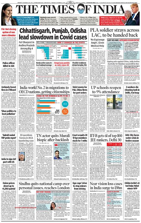 The Times of India Delhi-October 20, 2020 Newspaper