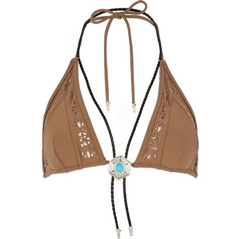 River Island Ri Resort Brown Necklace Bikini Top 165 Brl Liked On