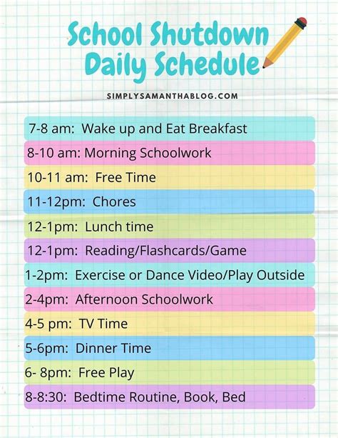 Home School Schedule Daily Routines Kids Schedule School Schedule