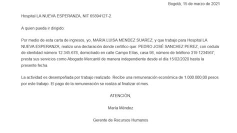 Ejemplo De Carta Laboral Como Trabajador Independiente Colombia Cloud