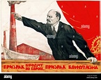 Vladimir Ilich Ulyanov Lenin. El líder comunista ruso. Cartel soviético ...