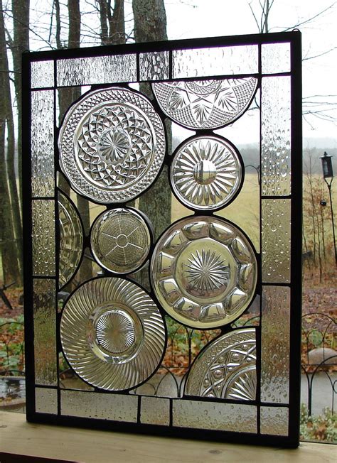 stained glass using vintage crystal plates | Stained glass panels ...