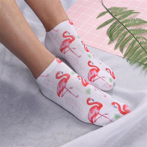 1 Pair 3d Flamingo Print Casual Sock Women Durable Socks Cute Animal