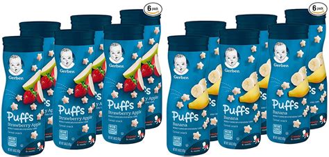 Gerber Puffs Cereal Snack Strawberry Apple Or Banana 6 Count Only 6