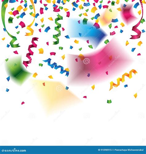 Colorful Confetti And Party Ribbons For Celebration Stock Vector