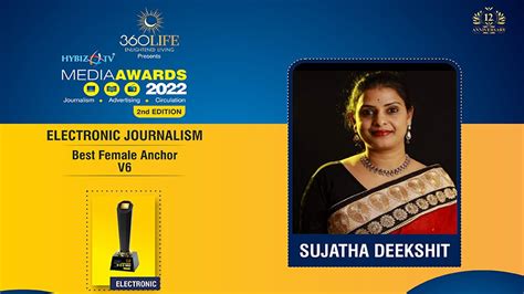 Best Female Anchor Sujatha Deekshit Hybiz Media Awards 2022