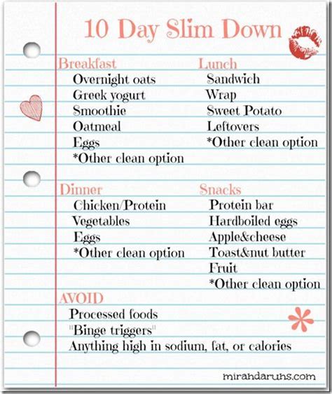 10 Day Slim Down Diet Plan Check Out Dieting Digest Quick Paleo Meals